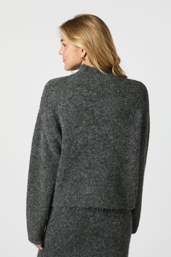 Paulina Fluffy Knit Blouse - Antracit