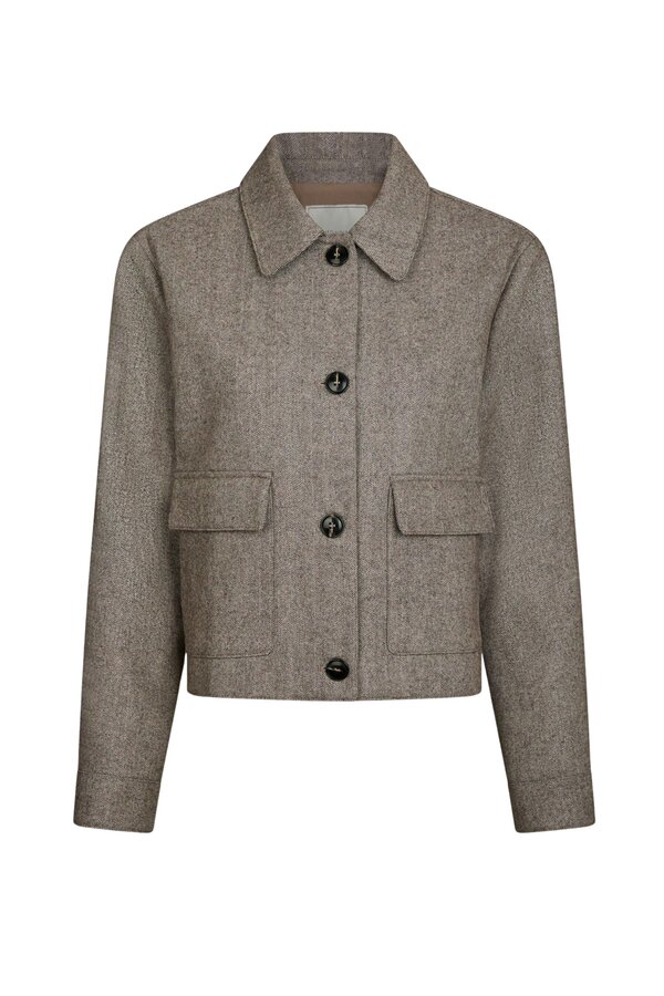 Romana Herringbone Jacket - Dusty Brown