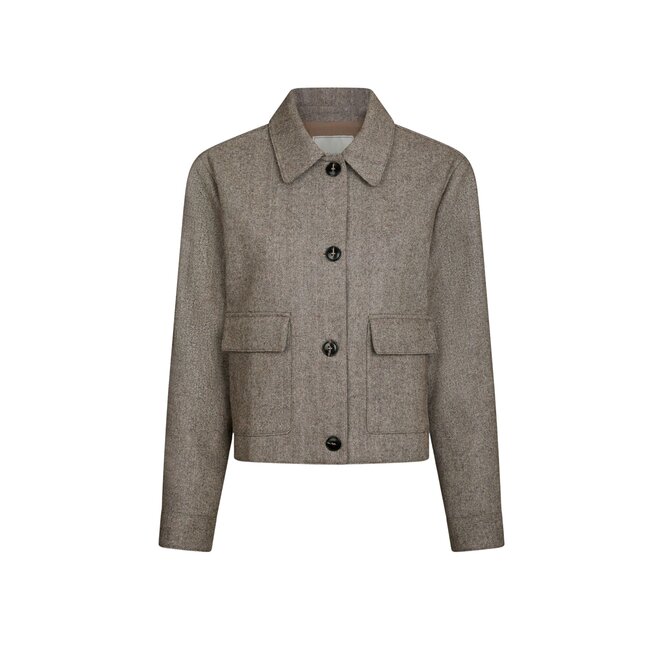 Romana Herringbone Jacket - Dusty Brown