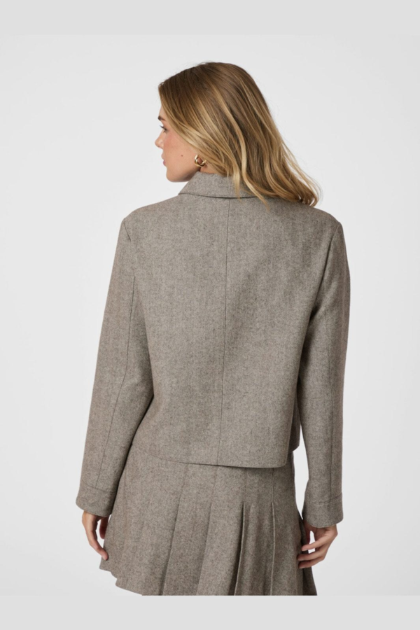 Romana Herringbone Jacket - Dusty Brown