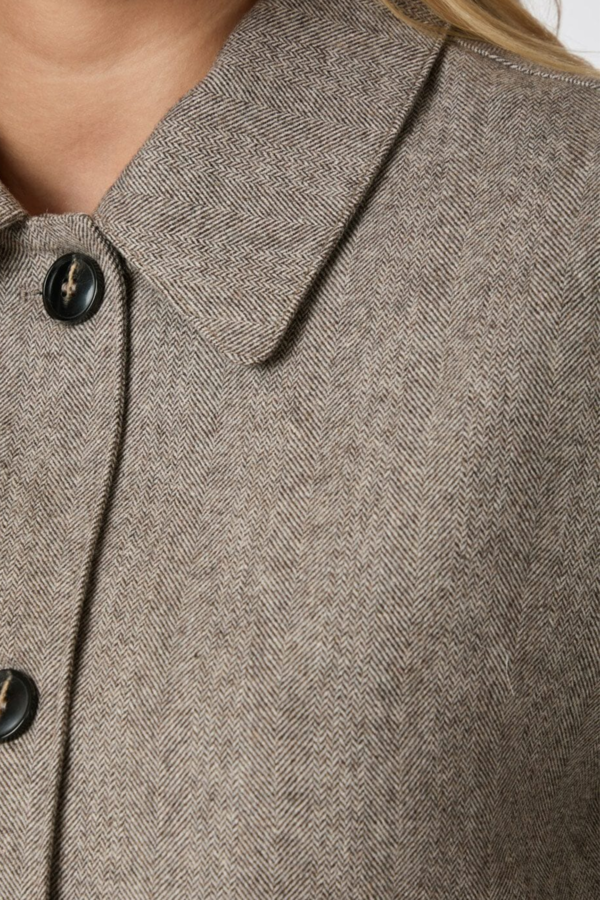 Romana Herringbone Jacket - Dusty Brown