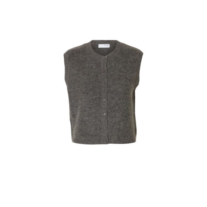 Lulu Botton O-Neck Vest - Medium Grey