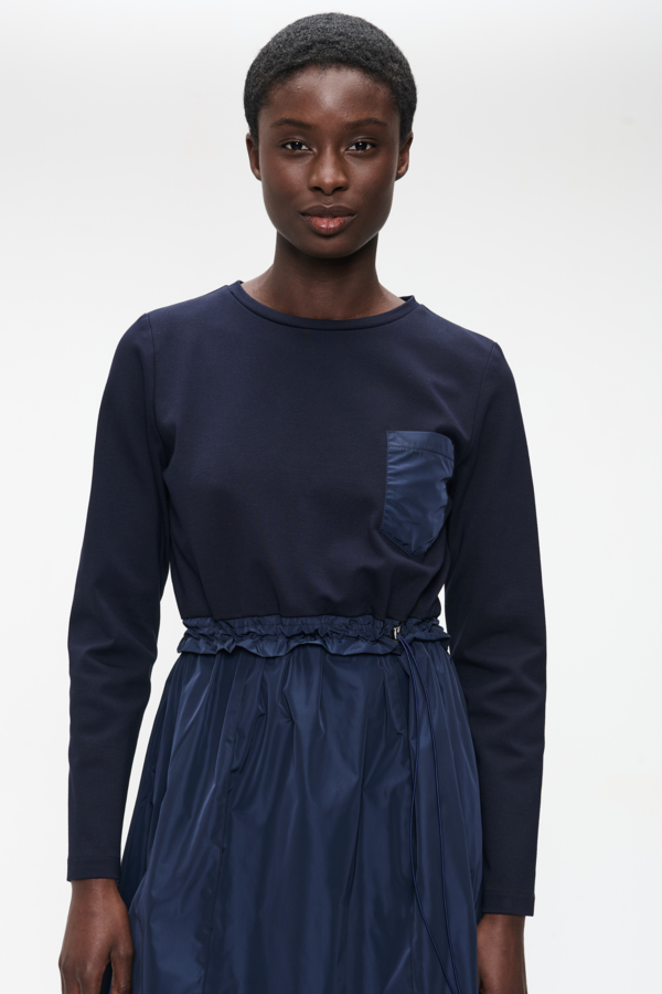 Ester Mix Cotton Tafetta Dress - Blue