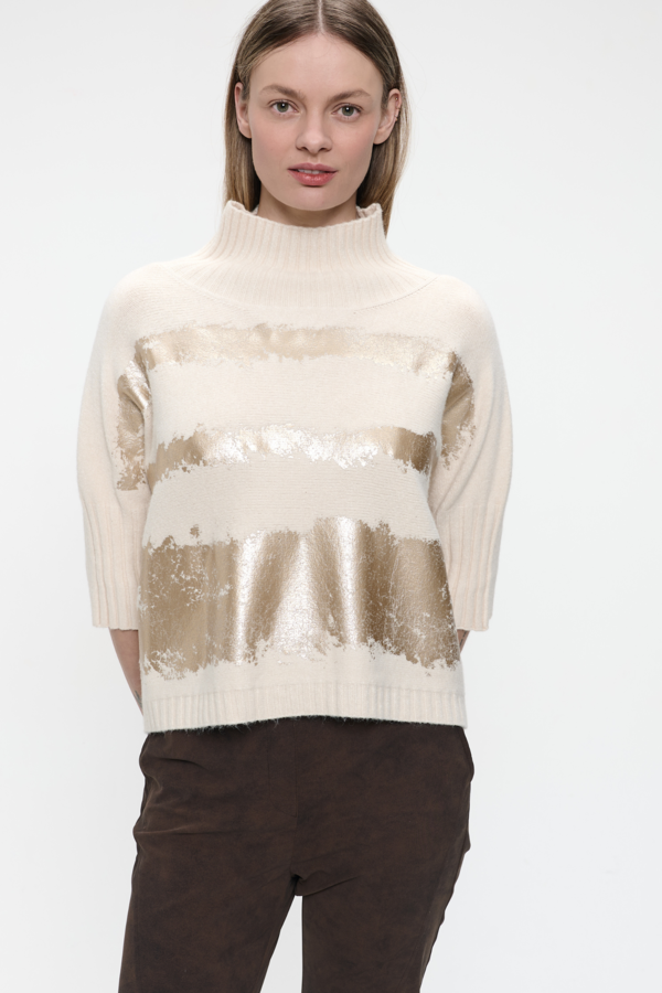 Gold Print Pullover - Beige Gold