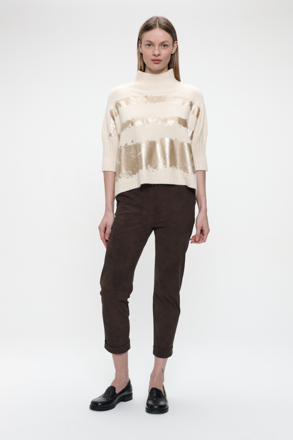 Gold Print Pullover - Beige Gold