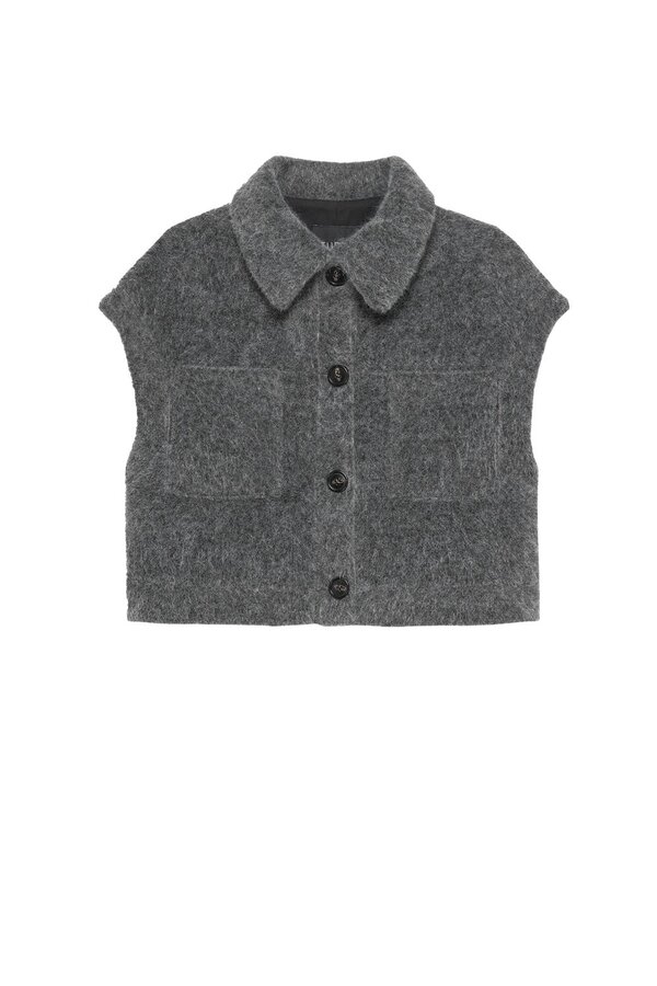 Plume Faux Mohair Gilet - Grey Melange