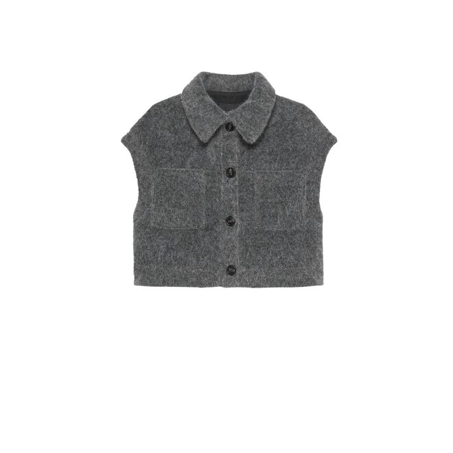 Plume Faux Mohair Gilet - Grey Melange