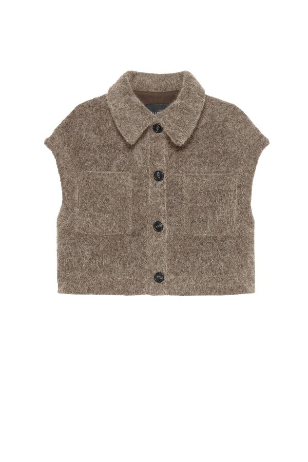 Plume Faux Mohair Gilet - Truffle