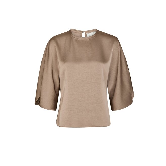 Liora Heavy Sateen Blouse - Dark Taupe