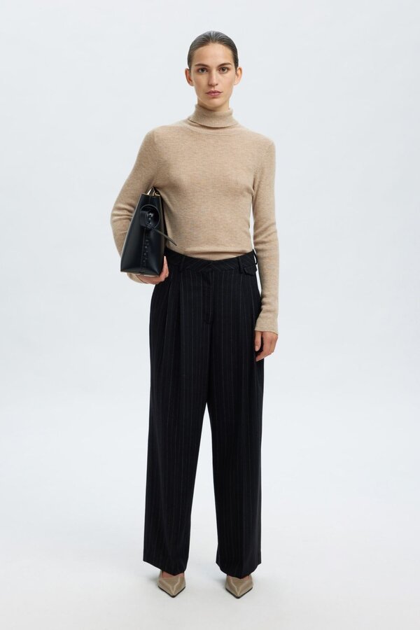 Ingrid LS Knit Wool Blend Roll Neck - Island