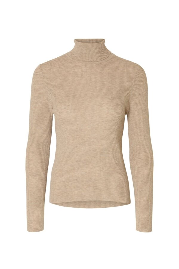 Ingrid LS Knit Wool Blend Roll Neck - Island