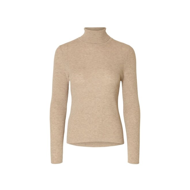 Ingrid LS Knit Wool Blend Roll Neck - Island