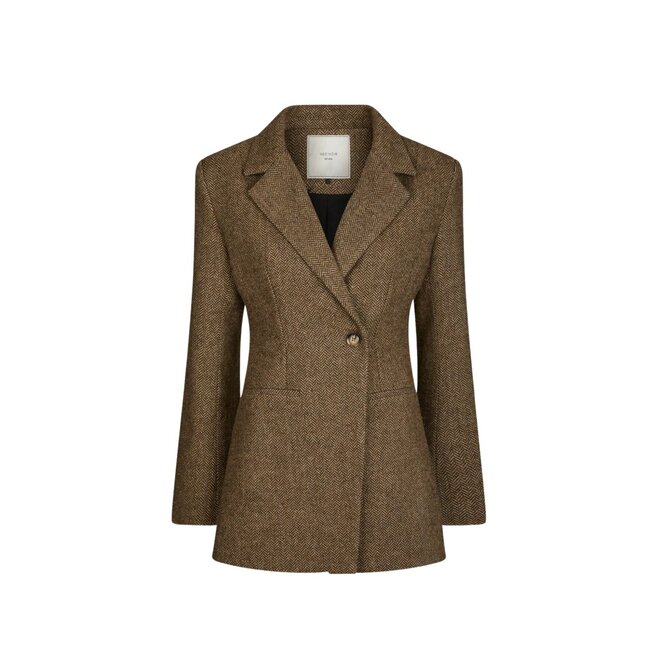 Bowie Herringbone Blazer - Brown