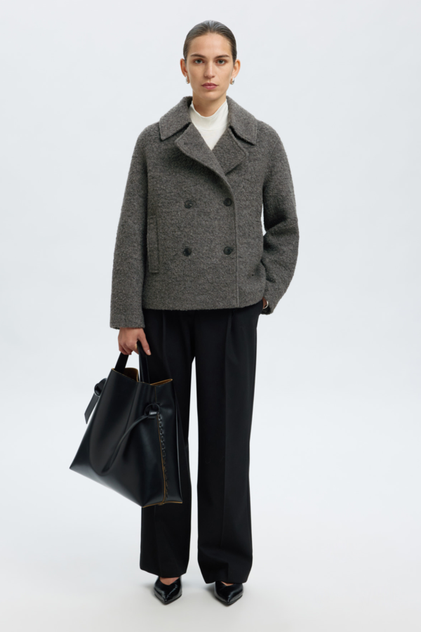 Alma Boucle Wool Blend Jacket - Medium Grey