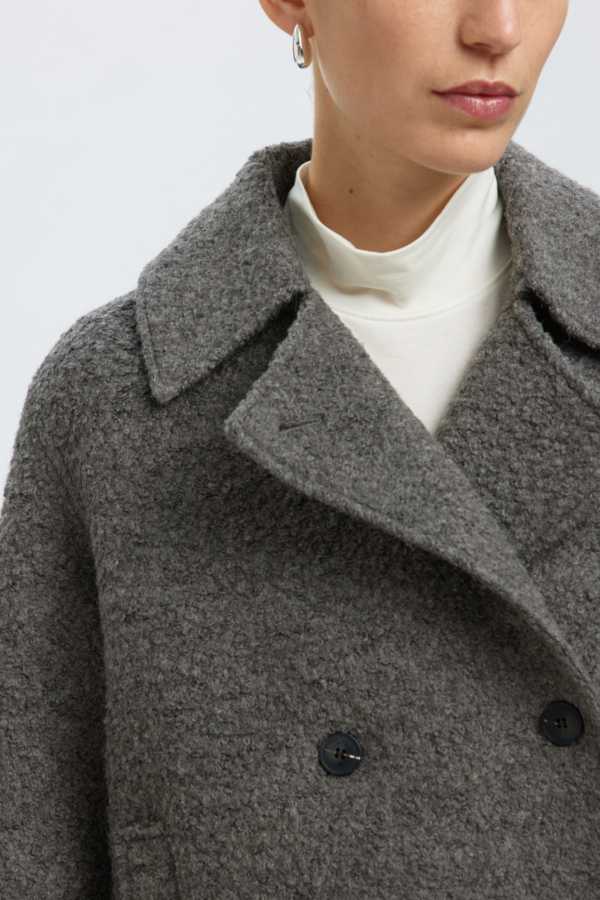 Alma Boucle Wool Blend Jacket - Medium Grey