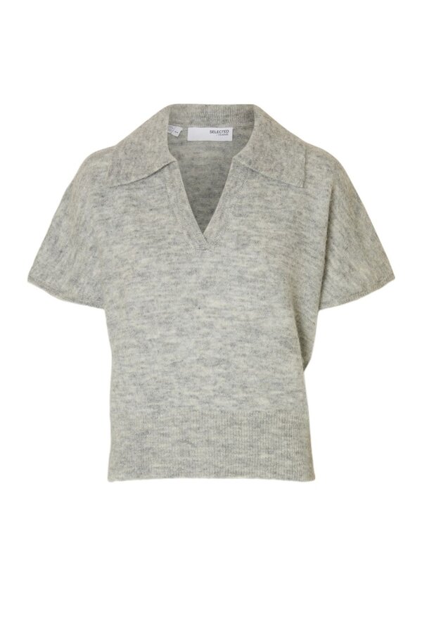 Lulu SS Knit Polo - Light Grey Melange