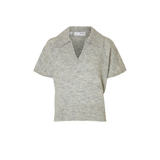 Lulu SS Knit Polo - Light Grey Melange