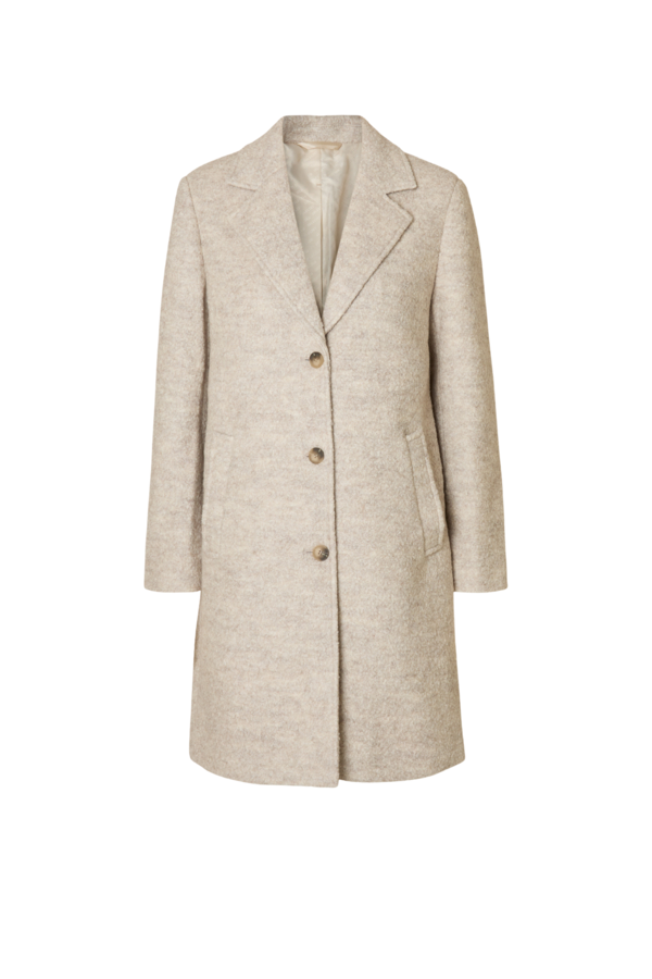 Sasja Boucle Wool Blend Coat - Sandshell