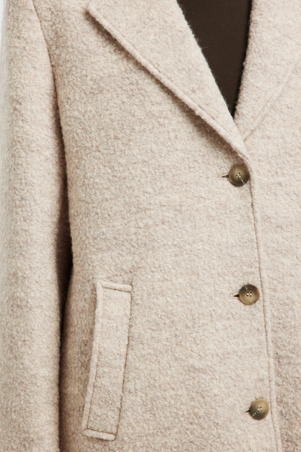 Sasja Boucle Wool Blend Coat - Sandshell