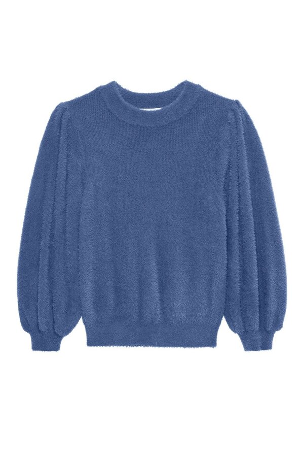 Fuzzy Puff Sleeve Knit - Bijou Blue
