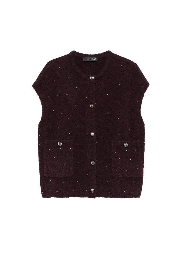 Idony Studs Boucle Knit - Omni Red