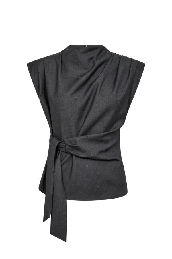 Saga Pleat Top - Mid Grey