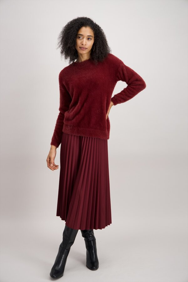 Plisse Rok - Burgundy