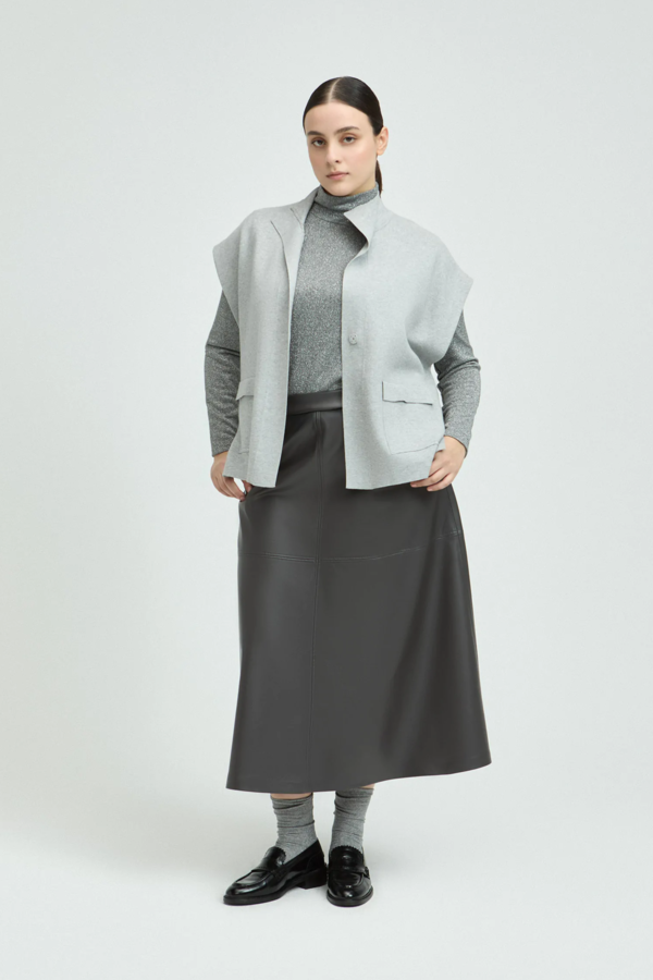 Runne Faux Leather Rok - Graphite