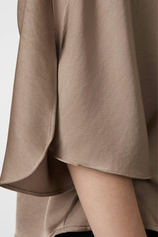 Liora Heavy Sateen Blouse - Dark Taupe