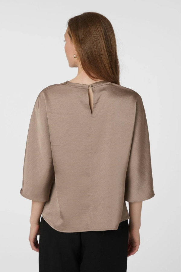 Liora Heavy Sateen Blouse - Dark Taupe