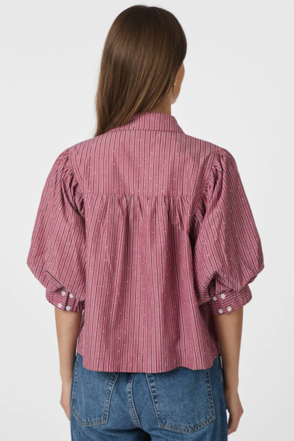 Etta Soft Stripe Stone Shirt - Dark Rose