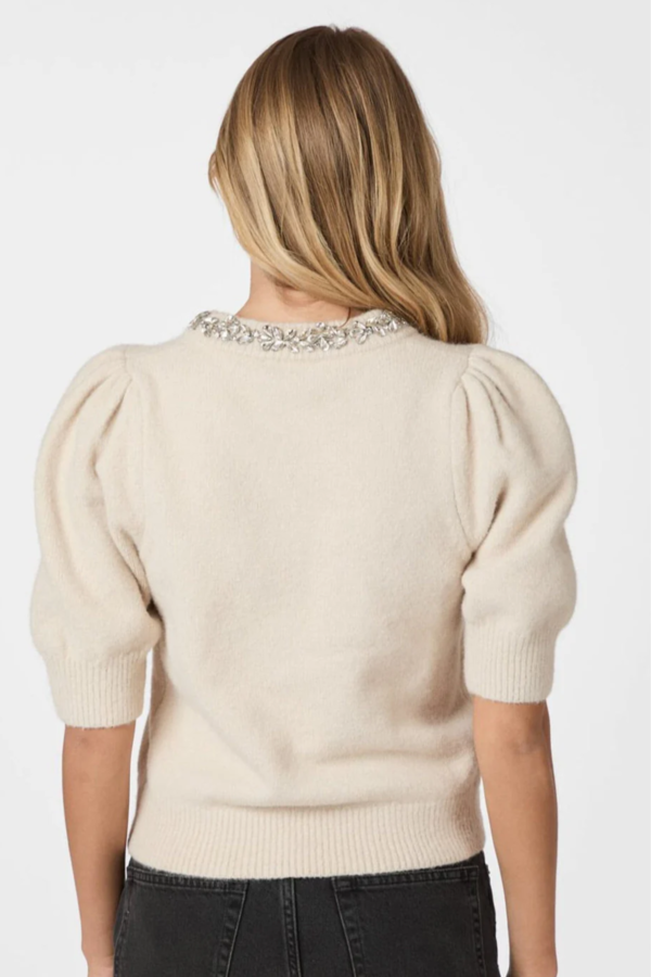 Maia Stone Knit Blouse - Ivory