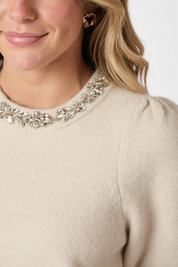 Maia Stone Knit Blouse - Ivory