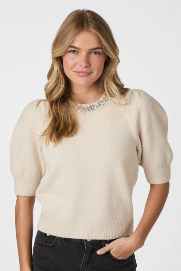 Maia Stone Knit Blouse - Ivory