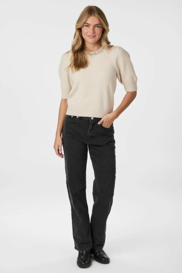 Maia Stone Knit Blouse - Ivory