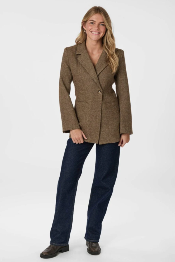 Bowie Herringbone Blazer - Brown