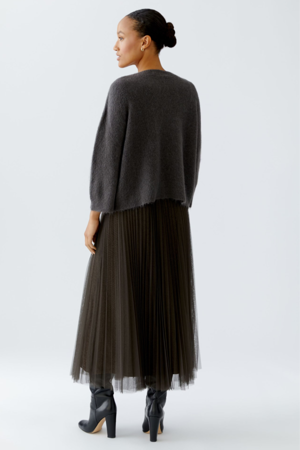 Pleated Glitter Skirt - Taupe