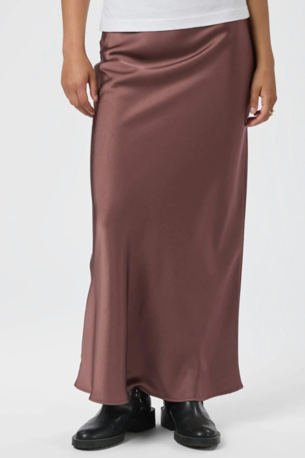 Vicky Heavy Sateen Skirt - Dark Rose