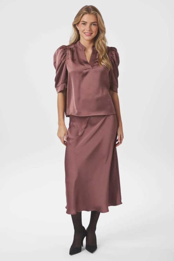 Roella Heavy Sateen Blouse - Dark Rose