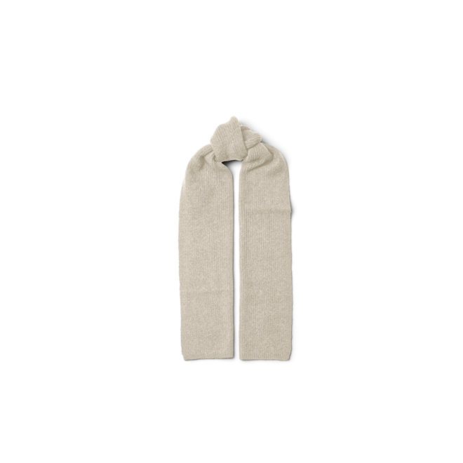 Lulu Wool Blend Narrow Knit Scarf - Birch Melange