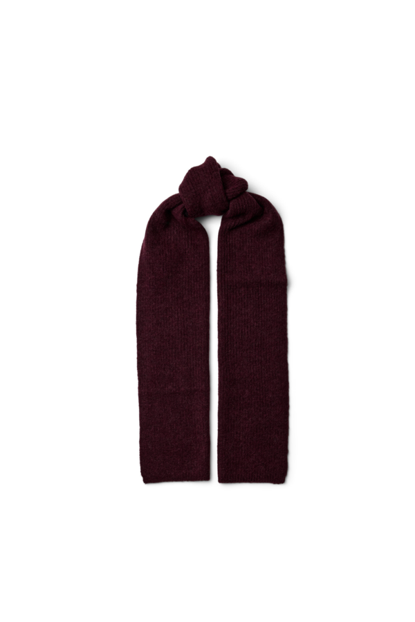 Lulu Wool Blend Narrow Knit Scarf - Fig Melange