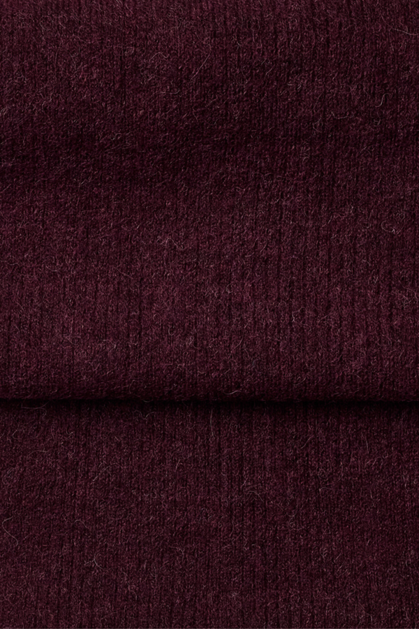 Lulu Wool Blend Narrow Knit Scarf - Fig Melange