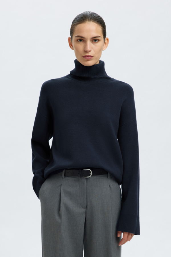 Kamma LS Knit Roll Neck - Dark Sapphire