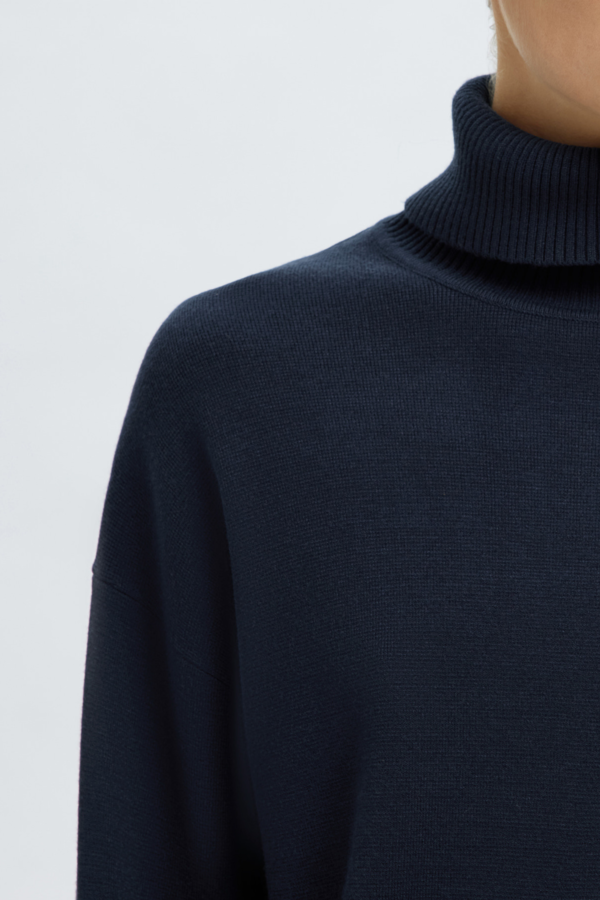 Kamma LS Knit Roll Neck - Dark Sapphire