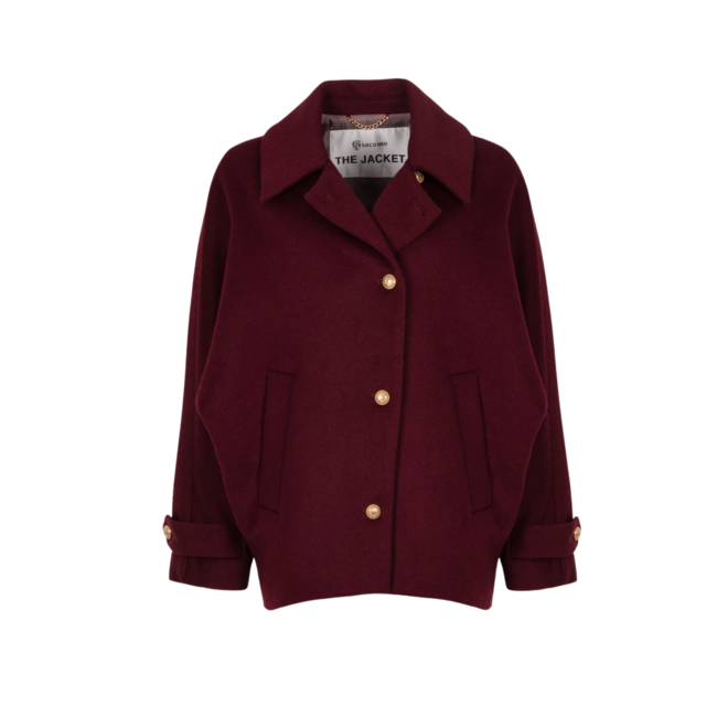 Wool Blend Cape - Burgundy