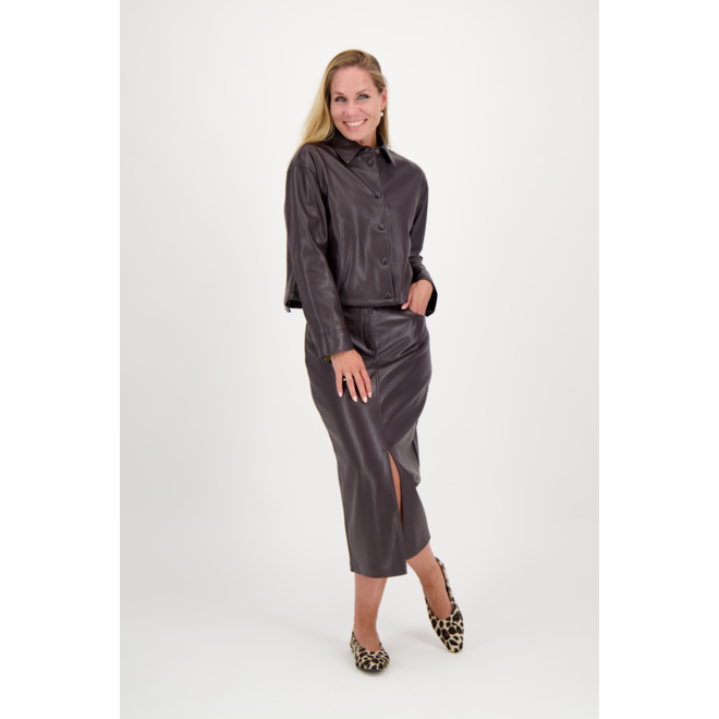 Lennox Faux Leather Jacket - Bordeaux