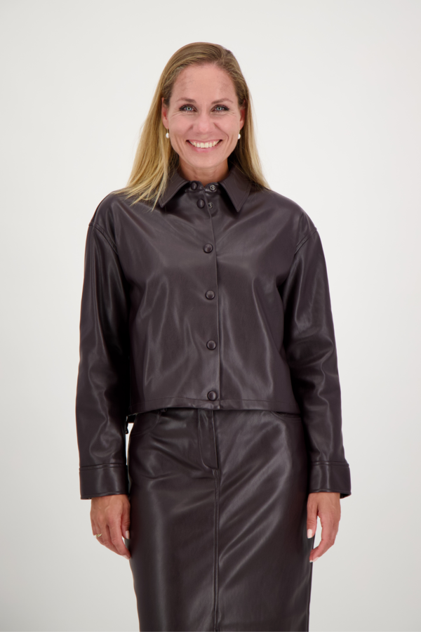 Lennox Faux Leather Jacket - Bordeaux