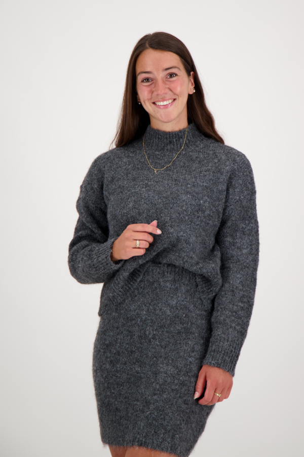 Paulina Fluffy Knit Blouse - Antracit