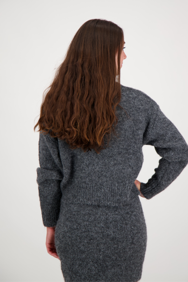 Paulina Fluffy Knit Blouse - Antracit