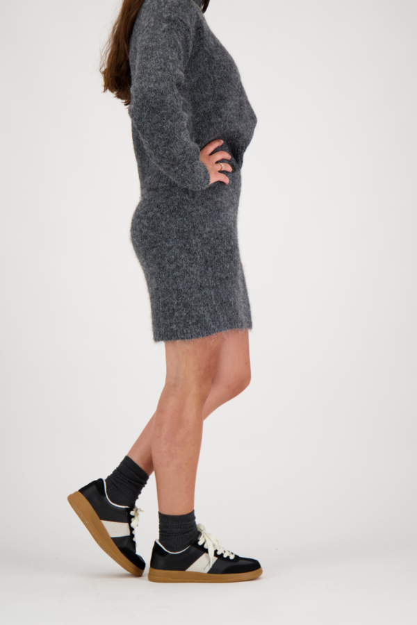 Naria Fluffy Knit Skirt - Antracit